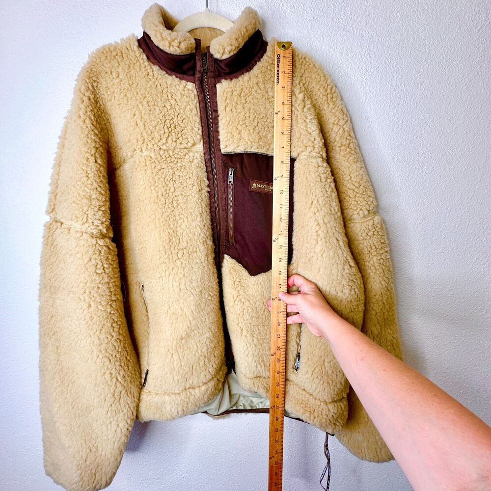 NWT Mastermind World Beige & Brown Cashmere Sherpa Jacket Skull & Crossbone Back - Picture 15 of 16